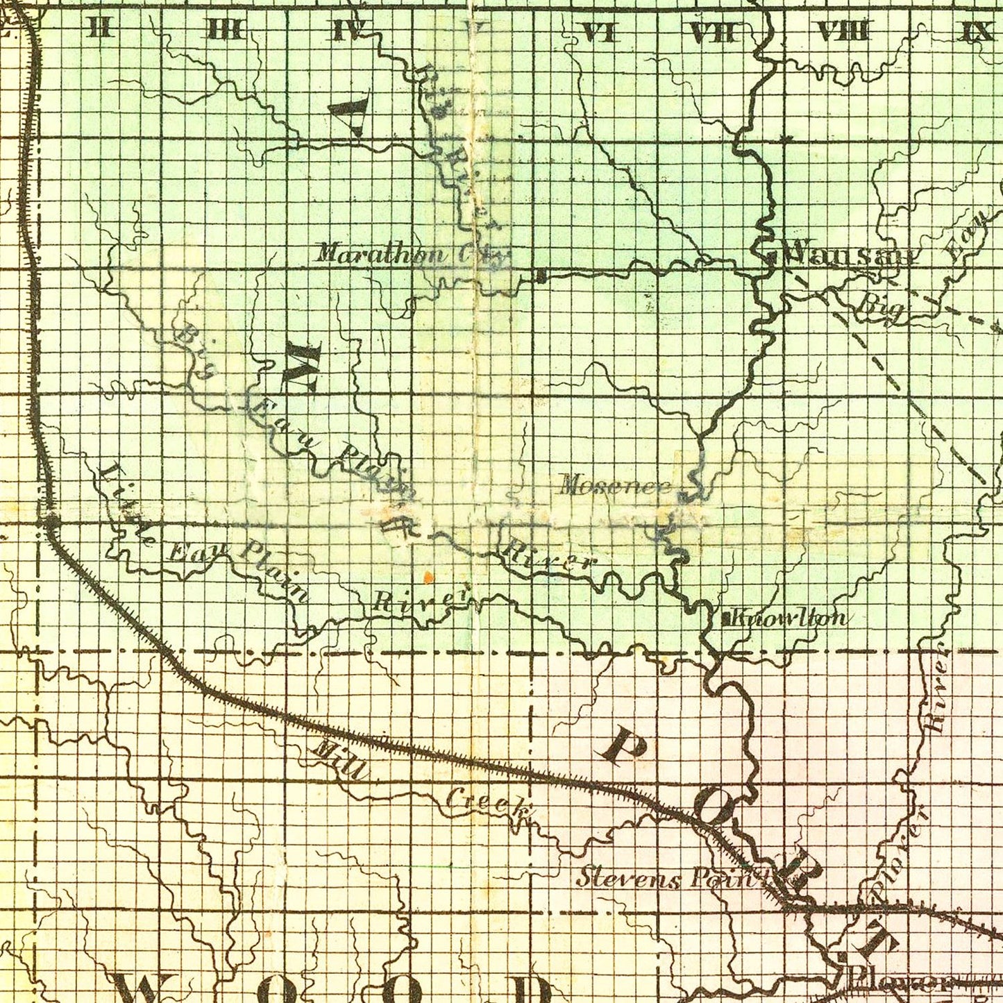 Vintage Railroad Map of Wisconsin 1873