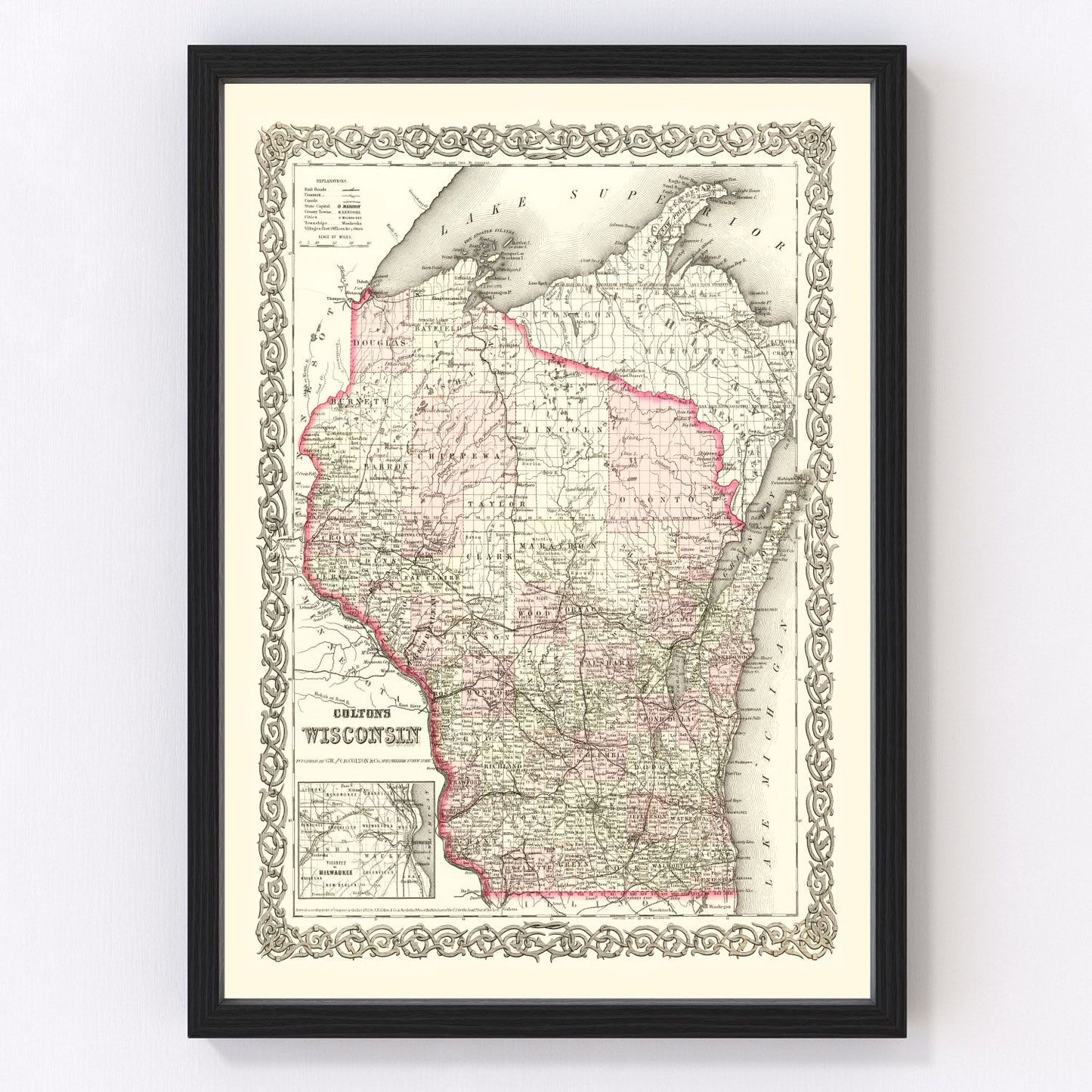 Vintage Map of Wisconsin 1878