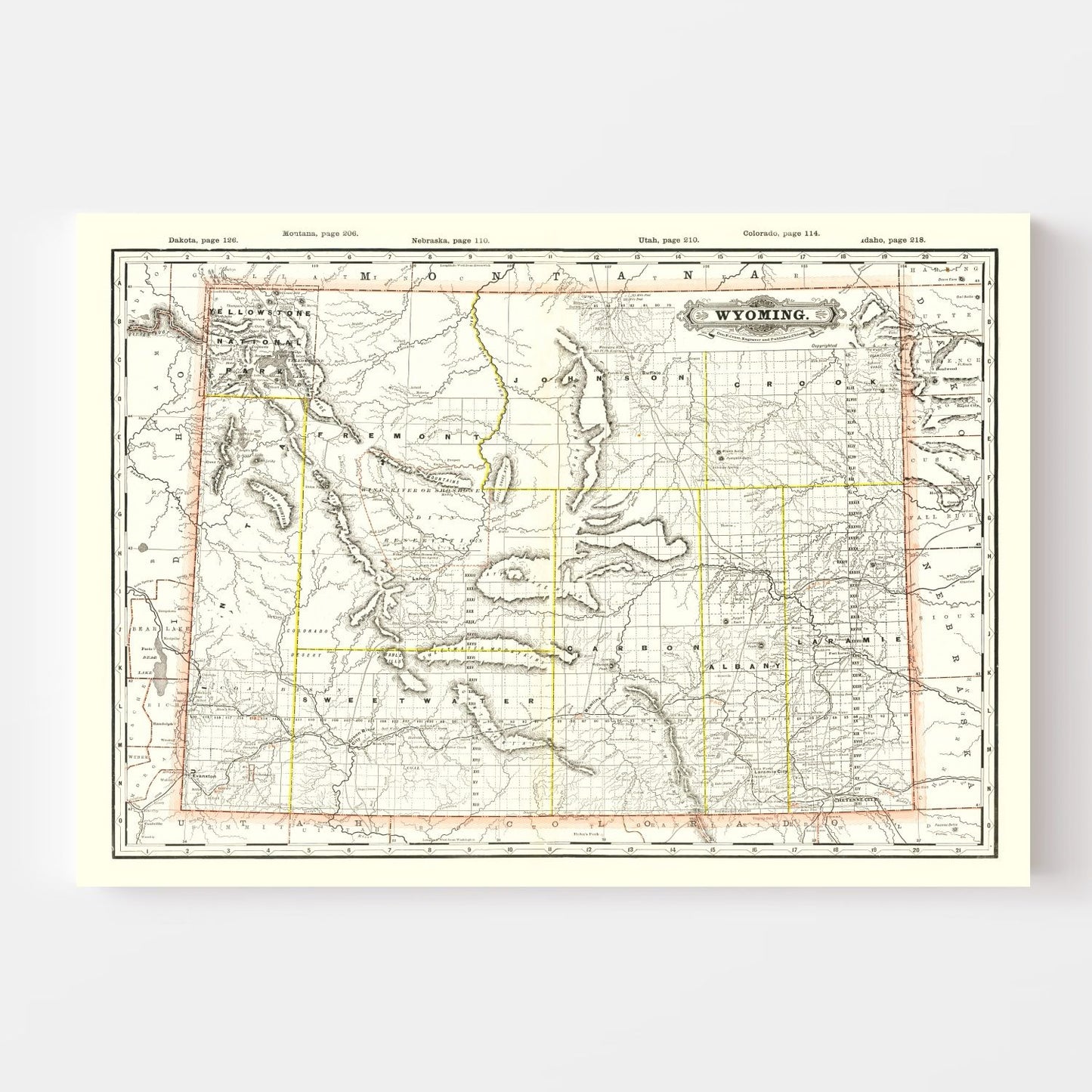 Vintage Map of Wyoming 1884