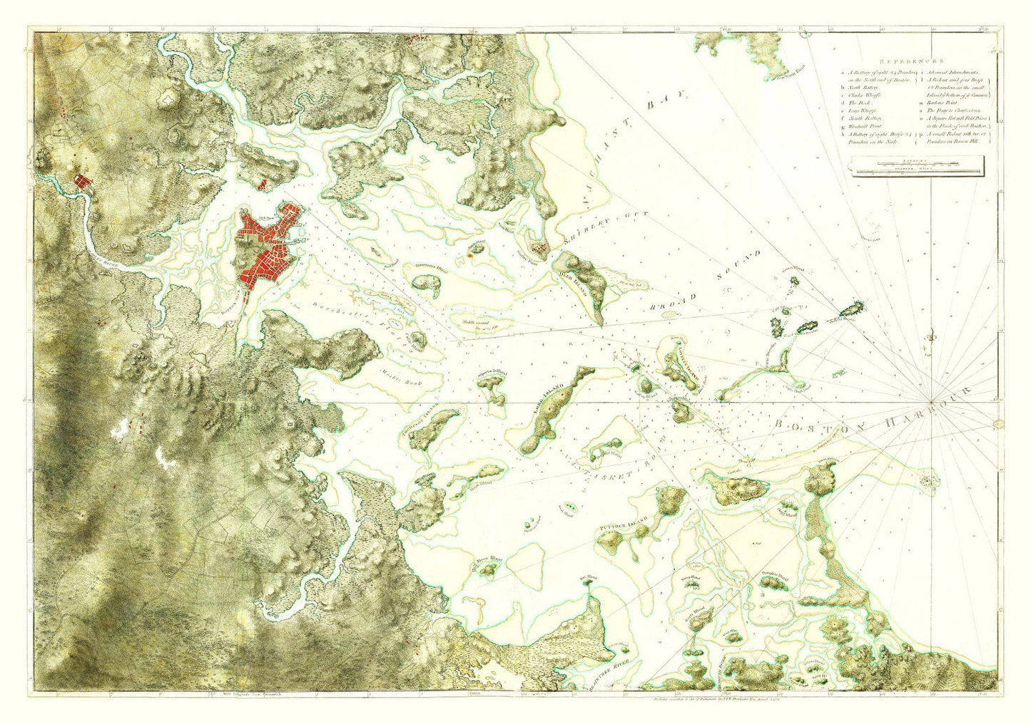 Vintage Boston Harbor Map 1775