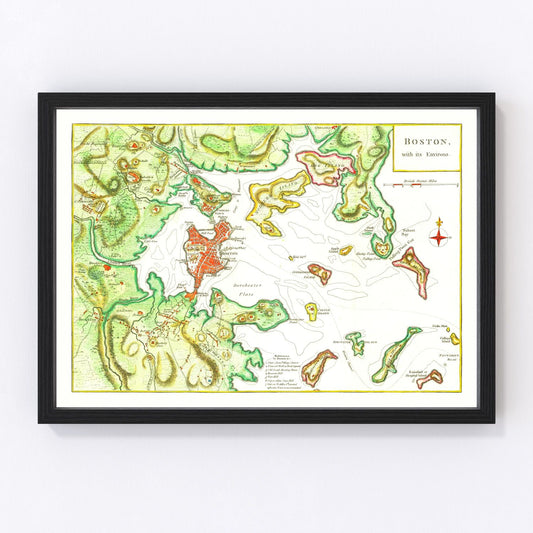 Vintage Map of Boston, Massachusetts 1788