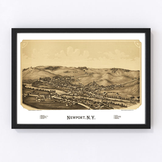 Vintage Map of Newport, New York 1890