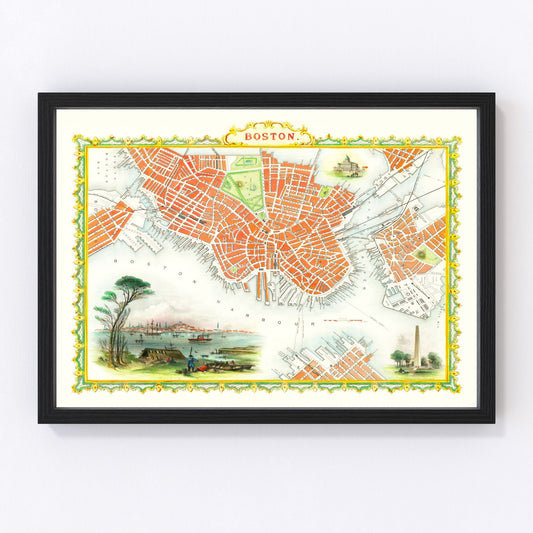 Vintage Map of Boston, Massachusetts 1851