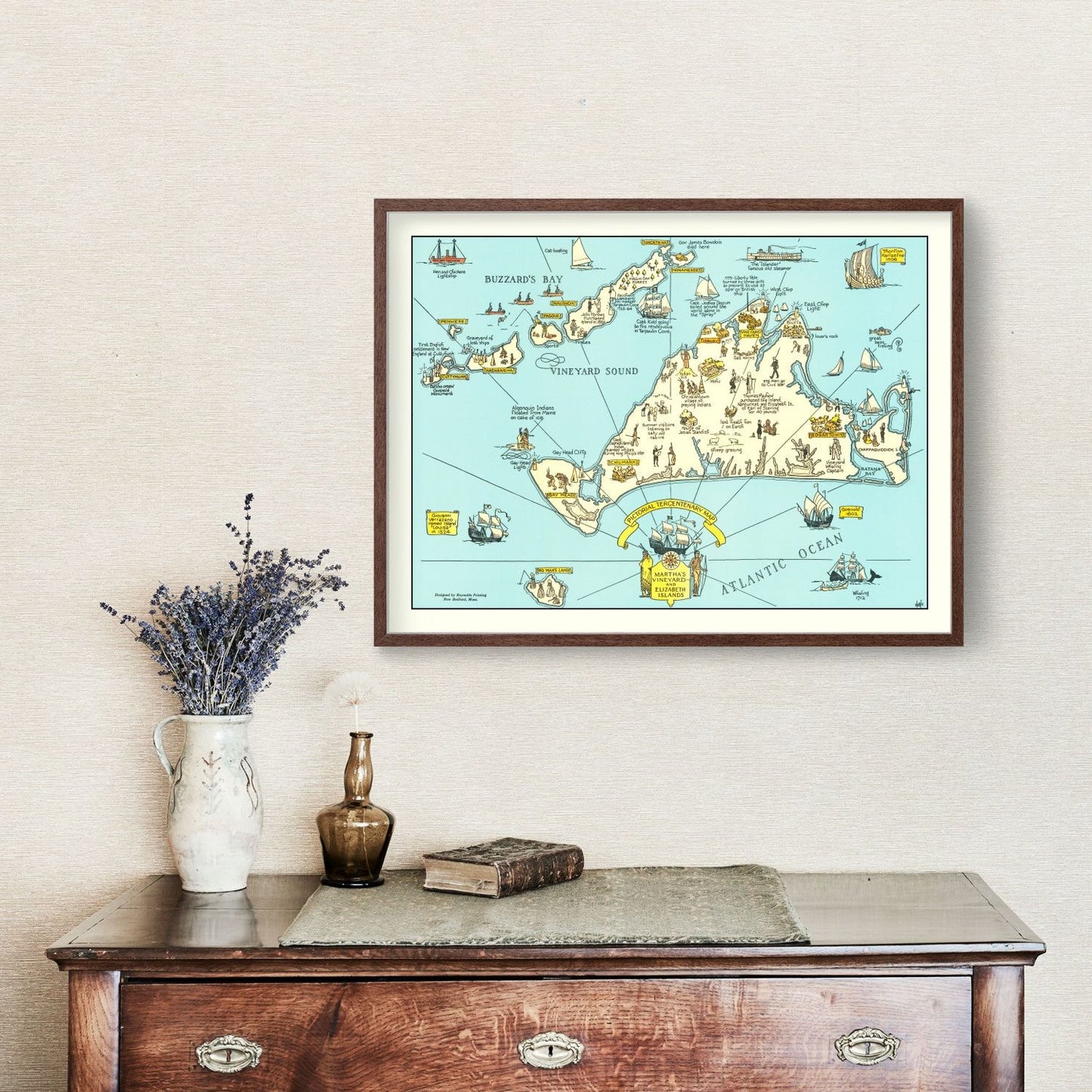 Vintage Pictorial Map of Martha's Vineyard 1930