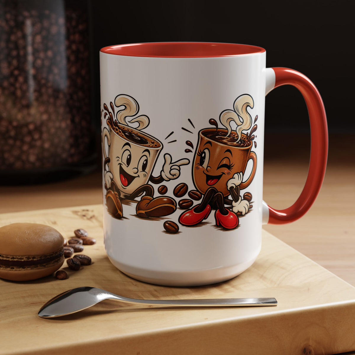Coffee Cartoon Mug — Cute Dancing Coffee Cups Accent Mug