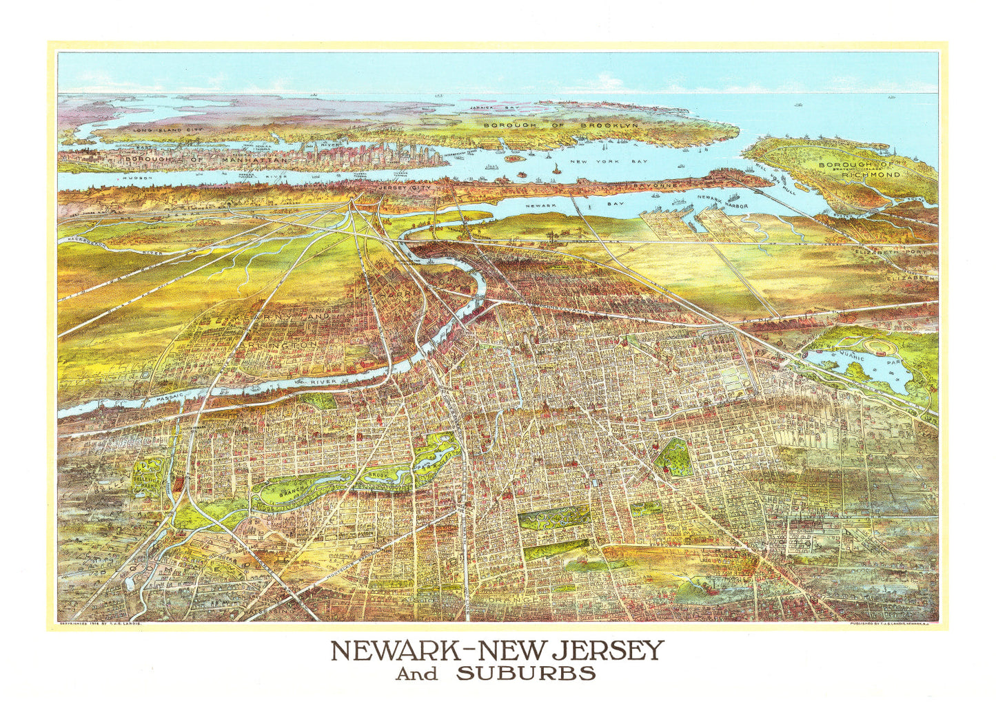 Vintage Map of Newark, New Jersey 1916