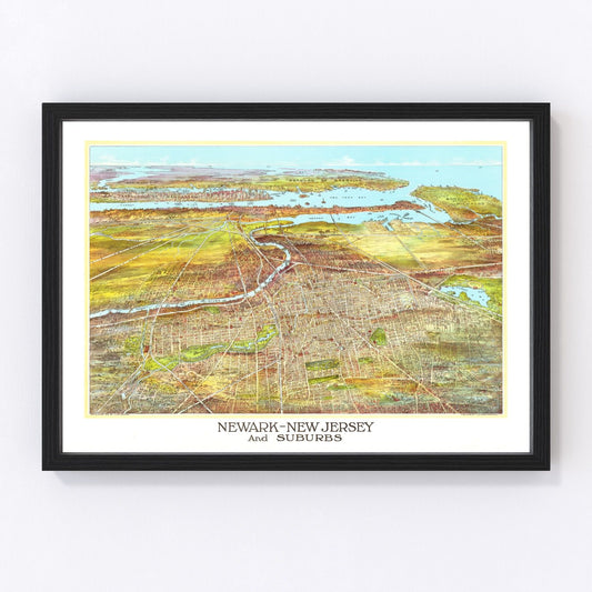 Vintage Map of Newark, New Jersey 1916