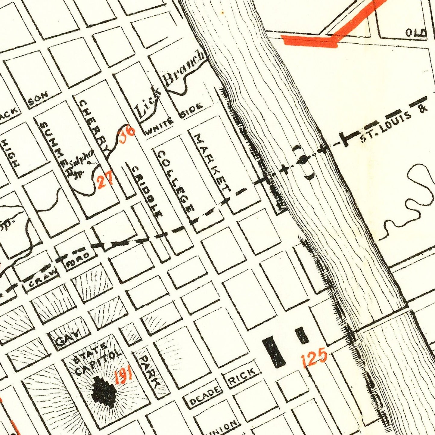 Vintage Map of Nashville, Tennessee 1879