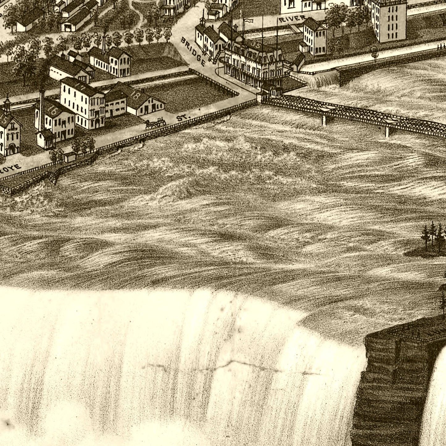 Vintage Map of Niagara Falls, New York 1882