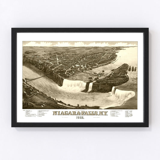 Vintage Map of Niagara Falls, New York 1882
