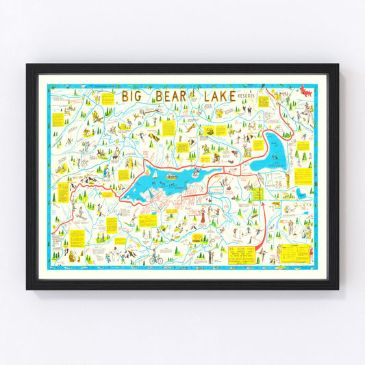 Vintage Big Bear Lake Souvenir Map 1947
