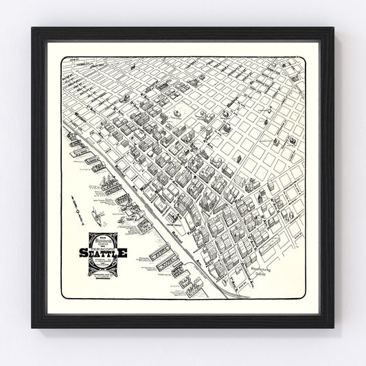 Vintage Seattle Business District Map 1904