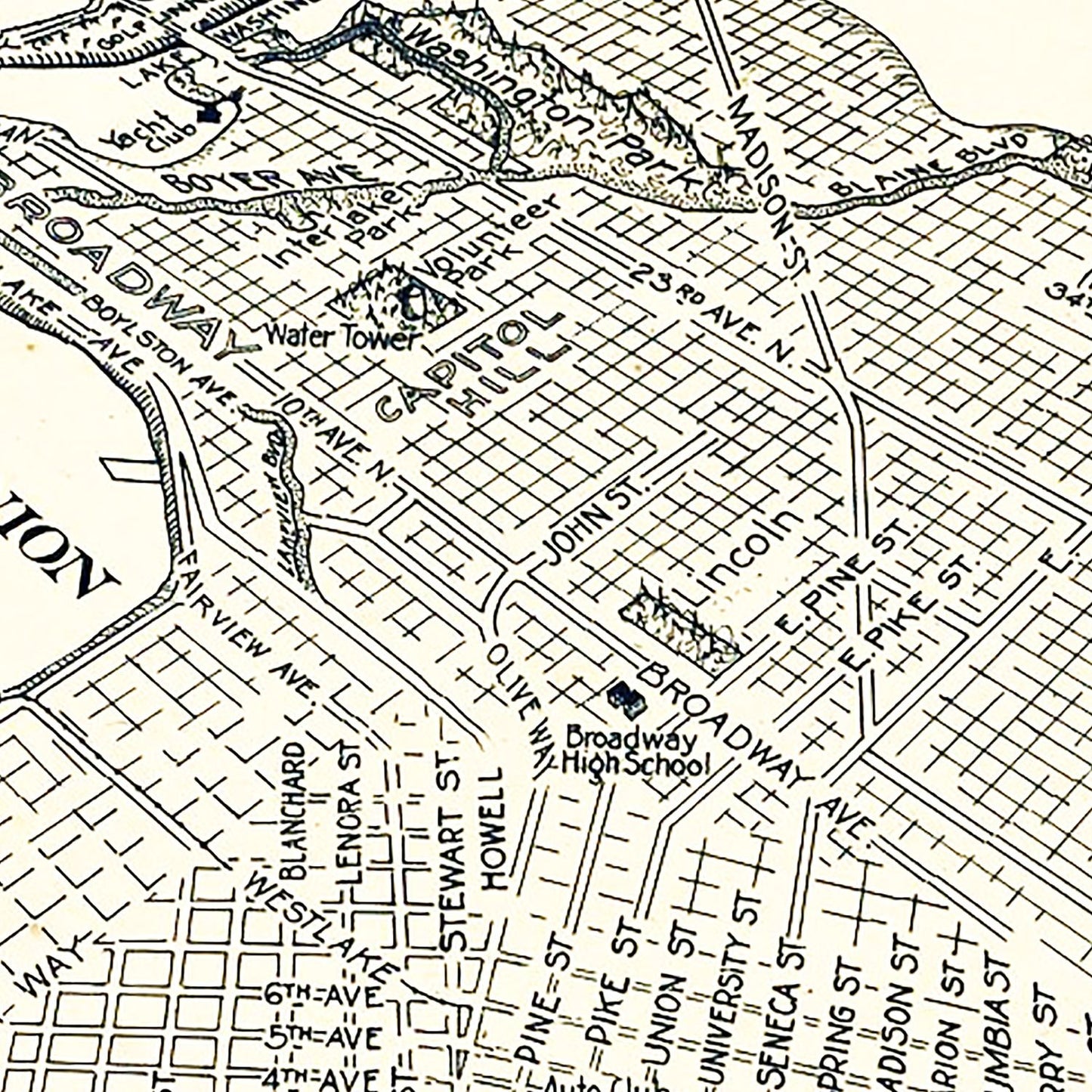 Vintage Map of Seattle, Washington 1925