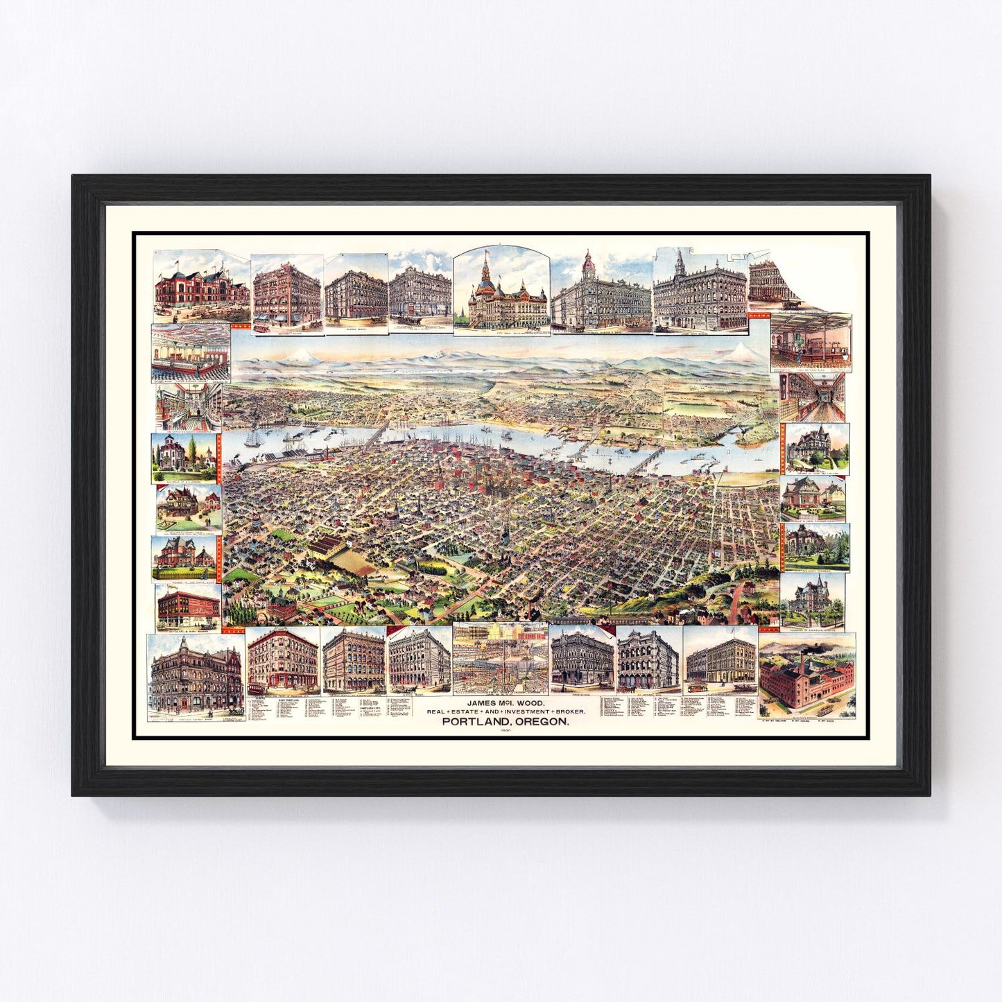Vintage Map of Portland, Oregon 1890