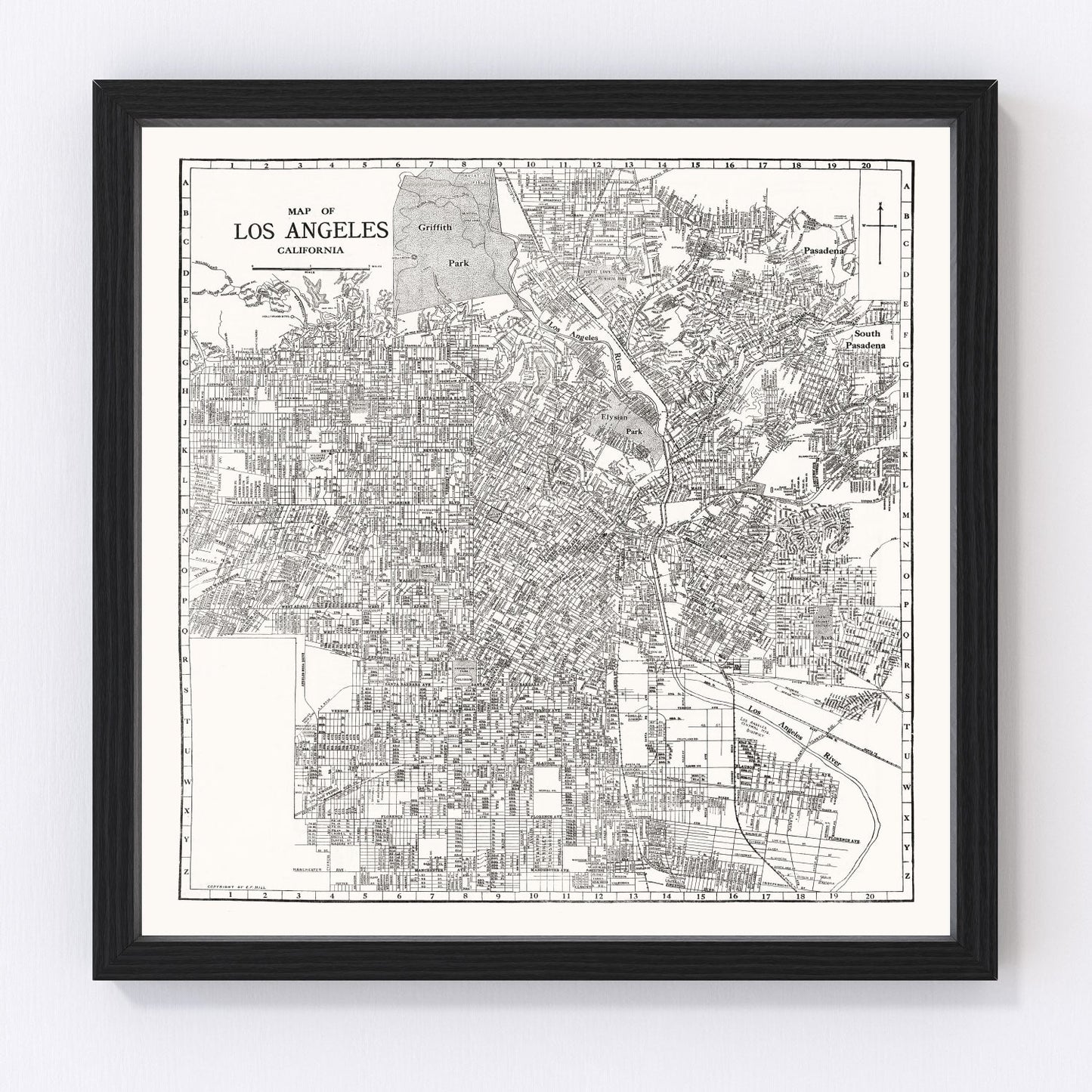 Vintage Map of Los Angeles, California 1929