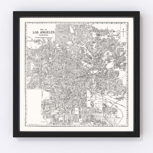 Vintage Map of Los Angeles, California 1929