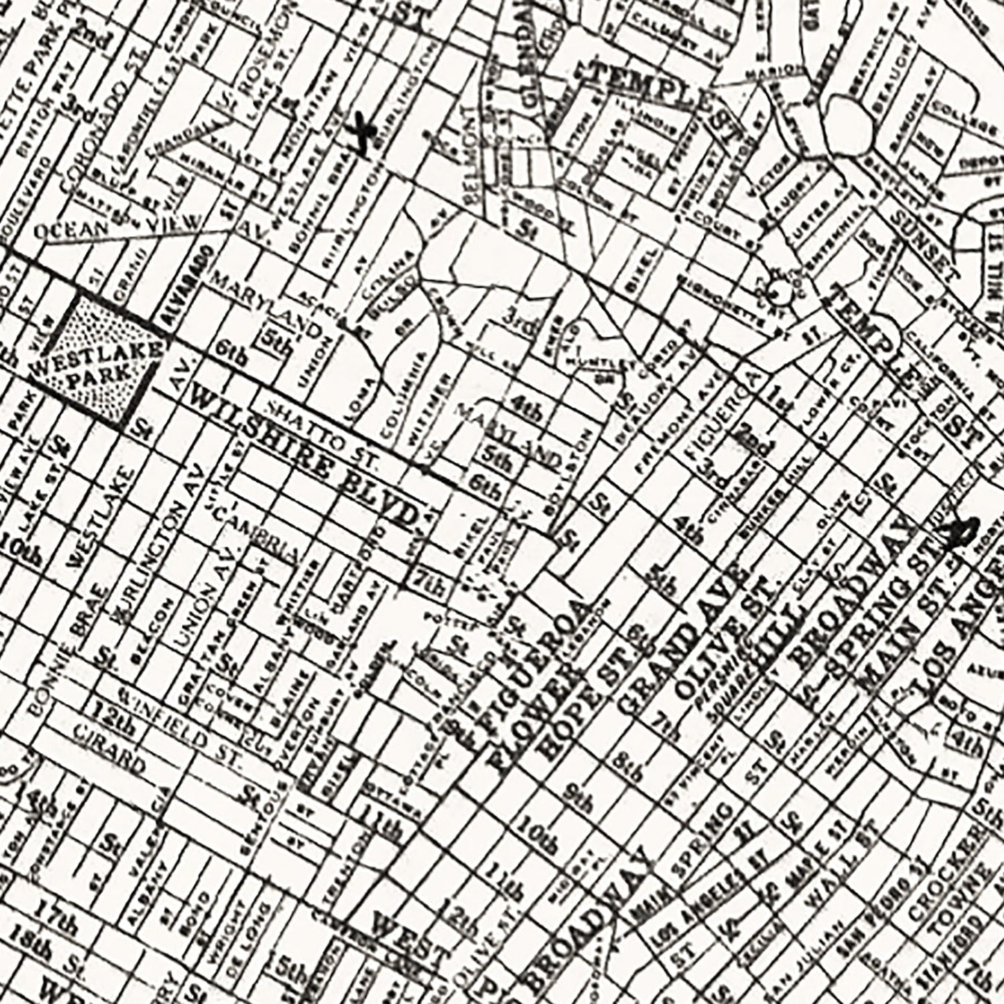 Vintage Map of Los Angeles, California 1929