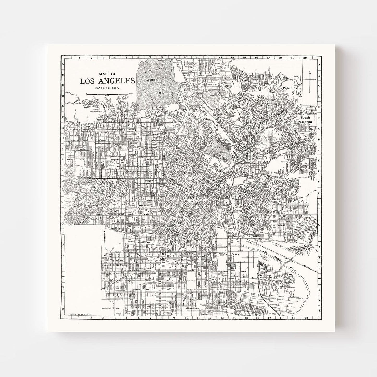 Vintage Map of Los Angeles, California 1929
