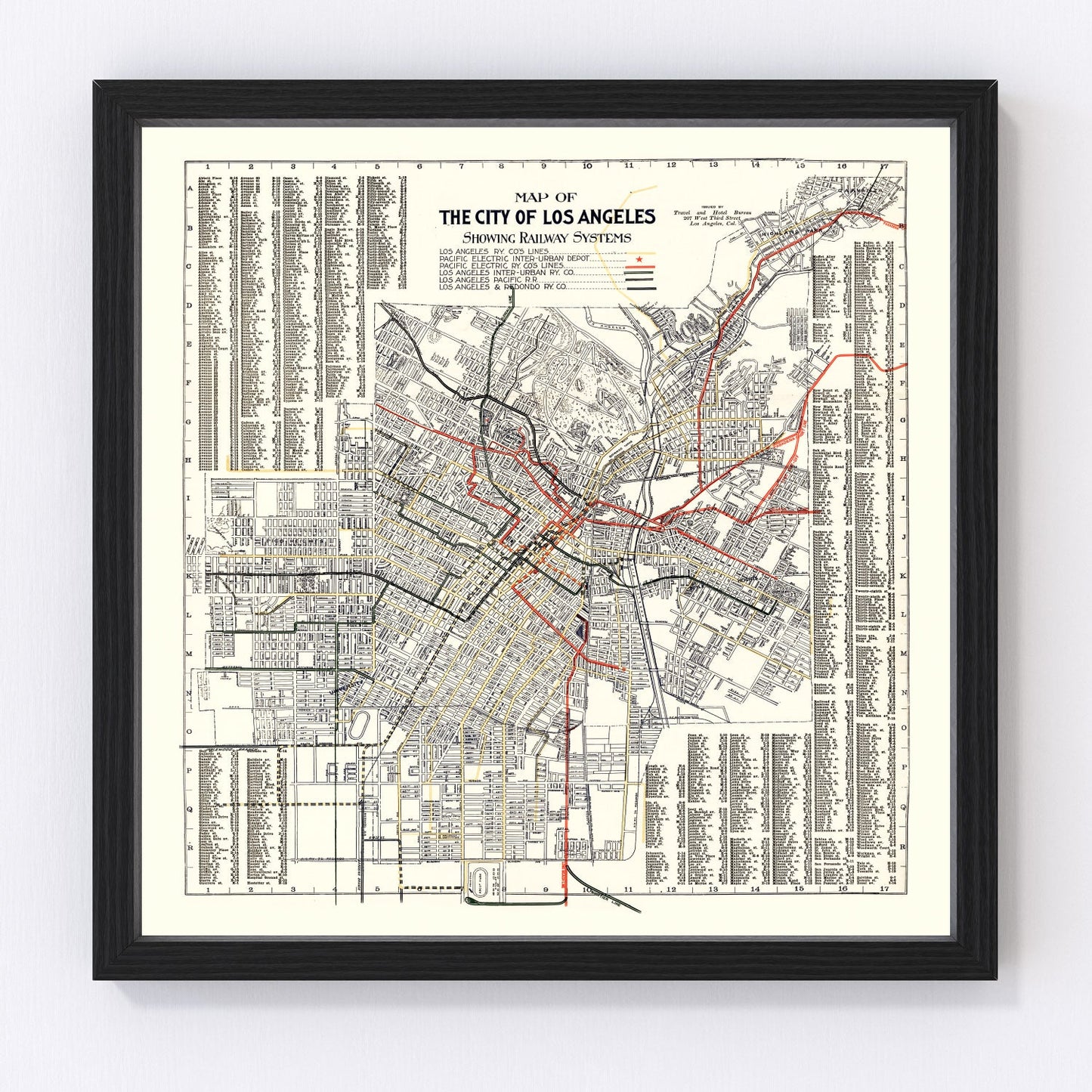 Vintage Railway Map of Los Angeles 1906