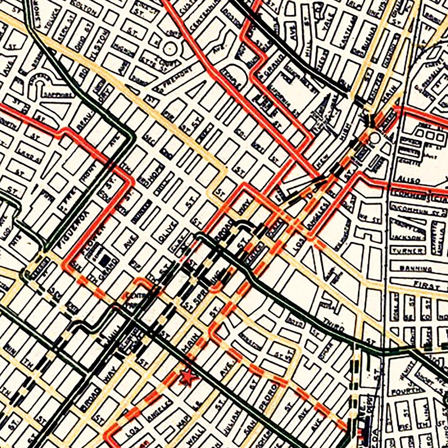 Vintage Railway Map of Los Angeles 1906