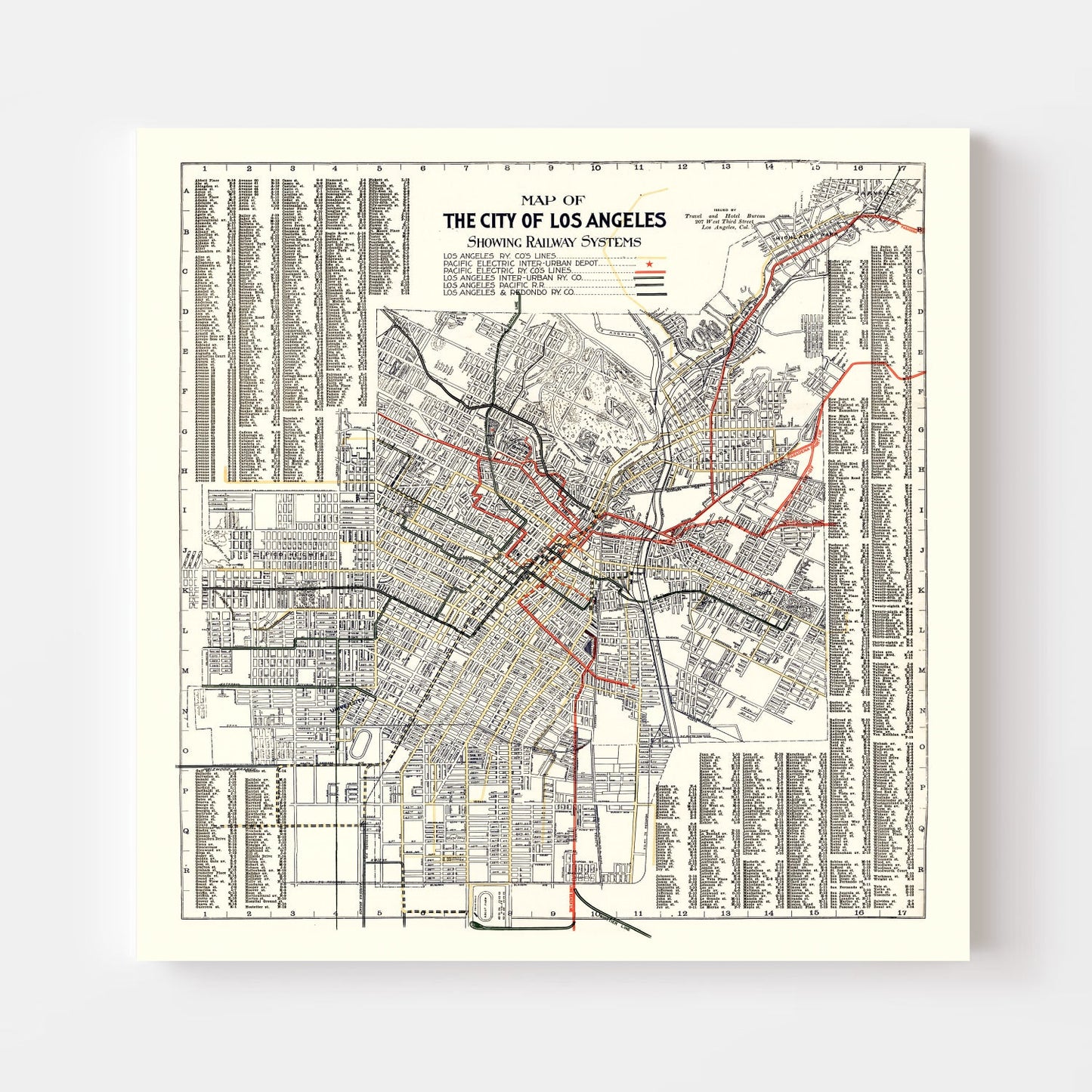 Vintage Railway Map of Los Angeles 1906