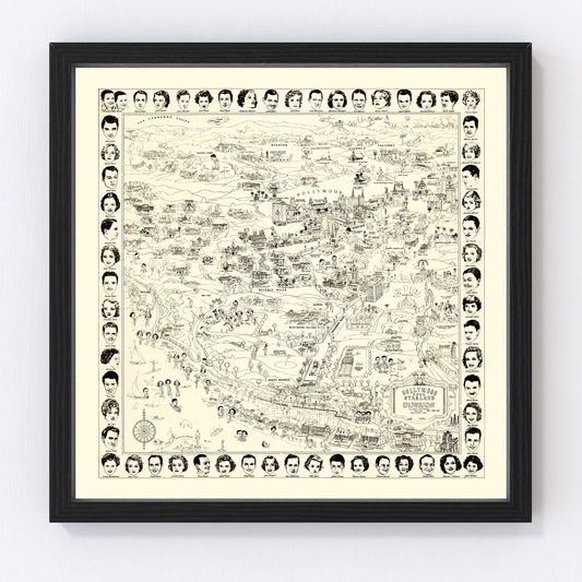 Vintage Los Angeles Movie Star Map 1937