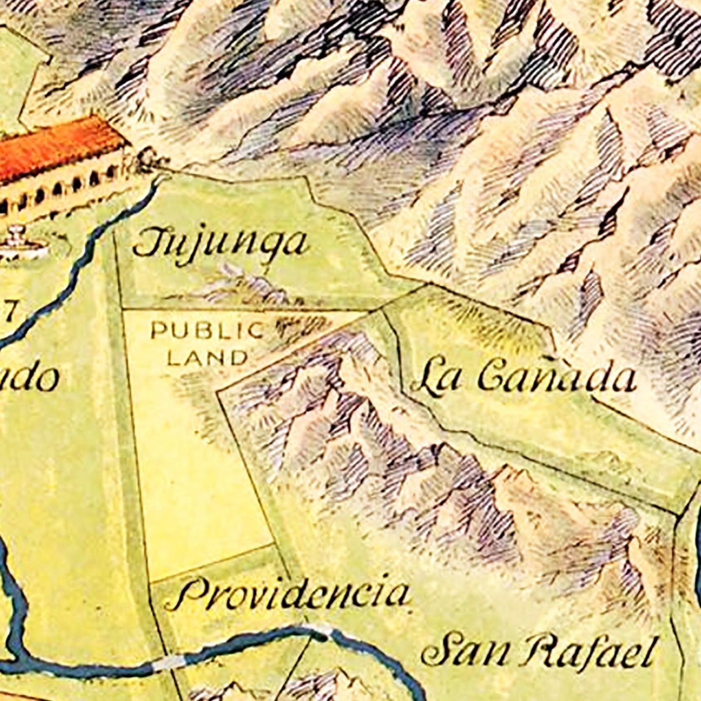 Vintage Map of Los Angeles County, California 1937