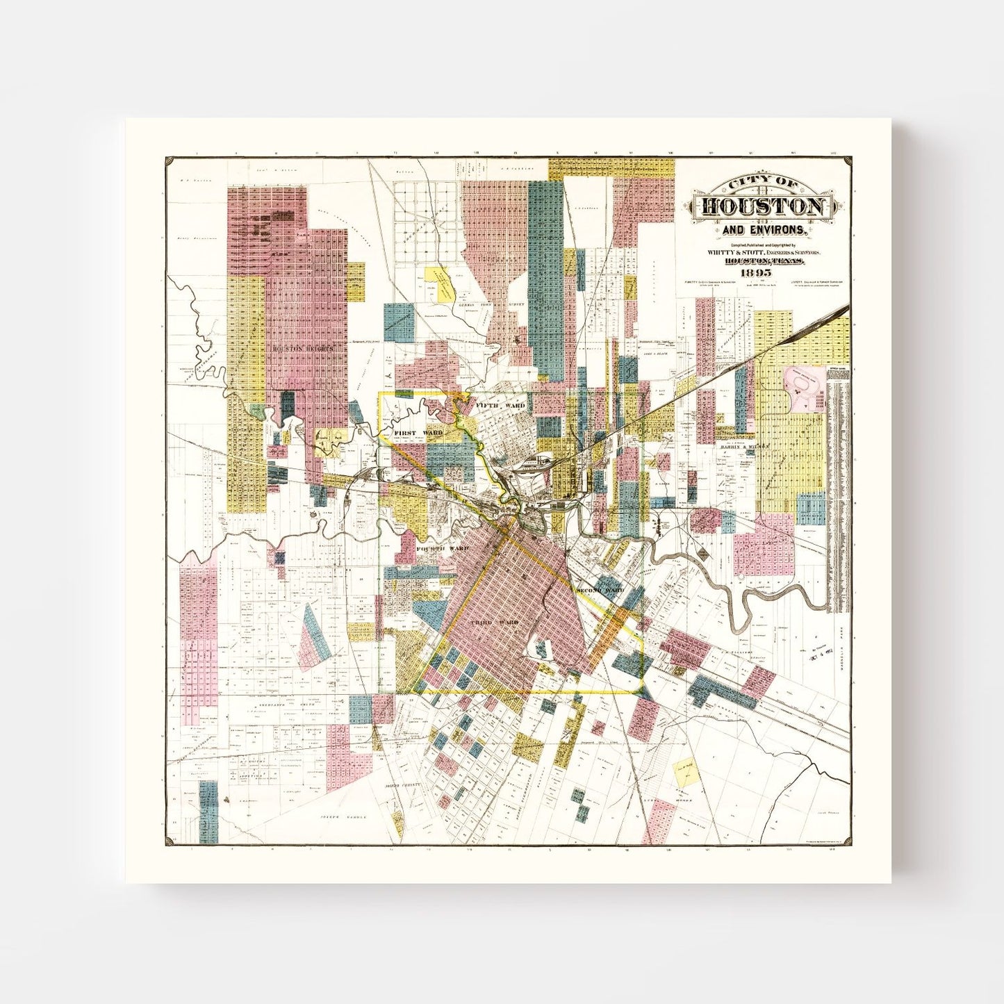 Vintage Map of Houston, Texas 1895