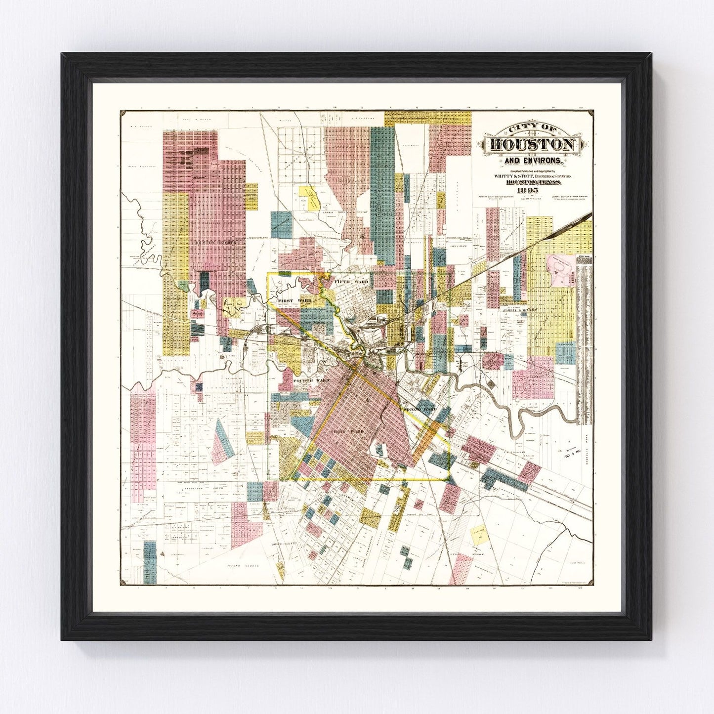 Vintage Map of Houston, Texas 1895