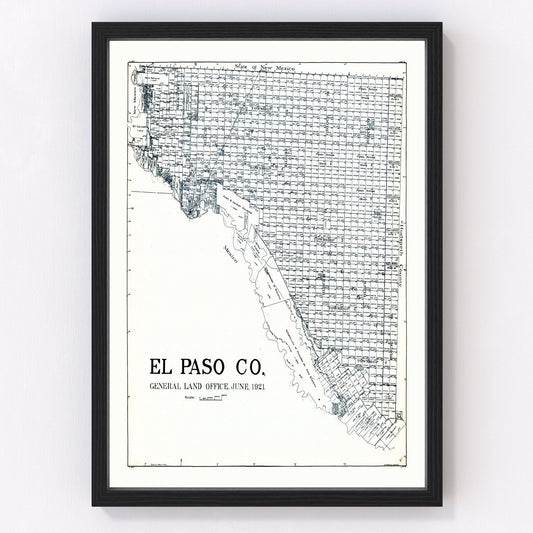 Vintage Map of El Paso County, Texas 1921