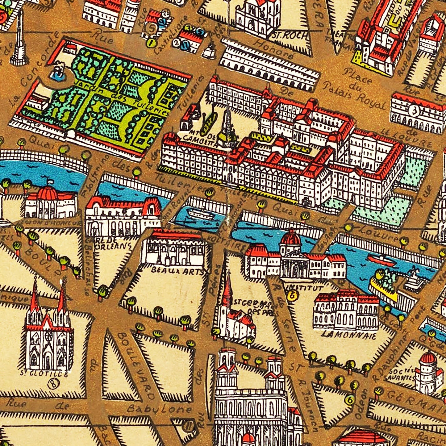 Vintage Map of Paris, France 1927