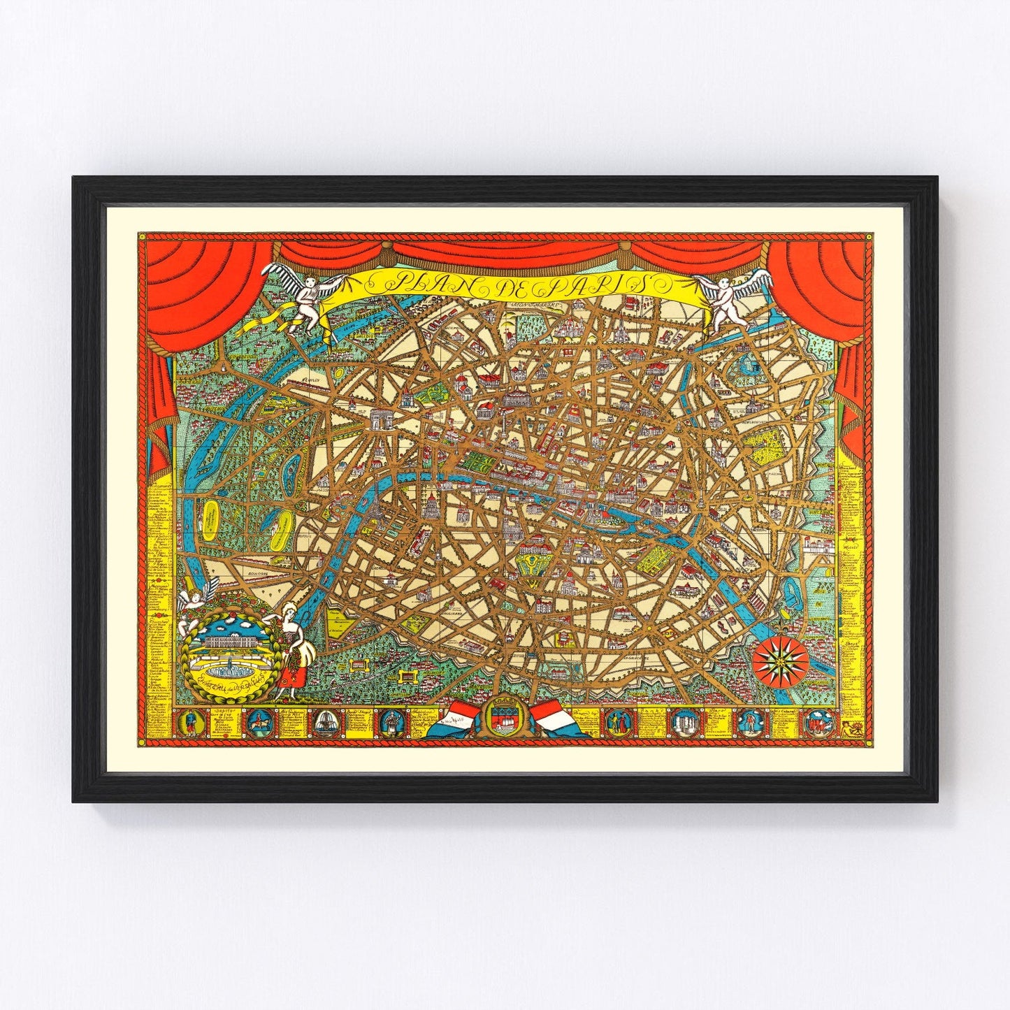 Vintage Map of Paris, France 1927