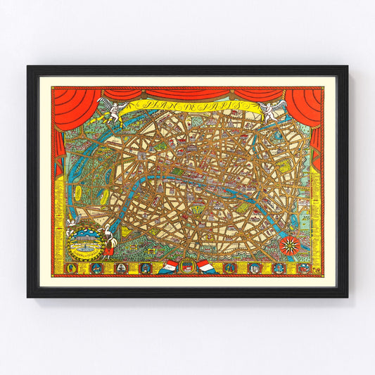 Vintage Map of Paris, France 1927