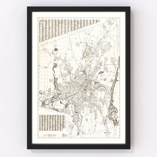 Vintage Map of Worcester, Massachusetts 1919