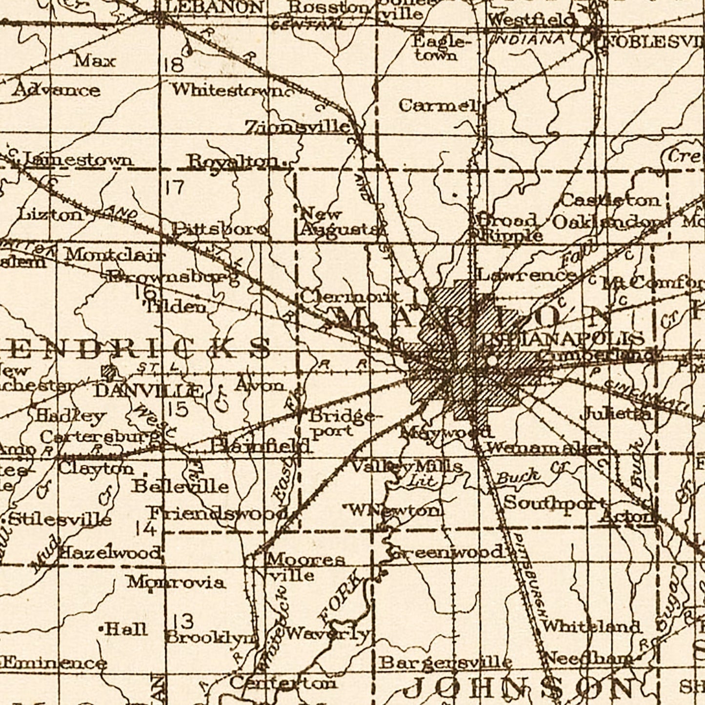 Vintage Map of Indiana Coal Fields, 1919