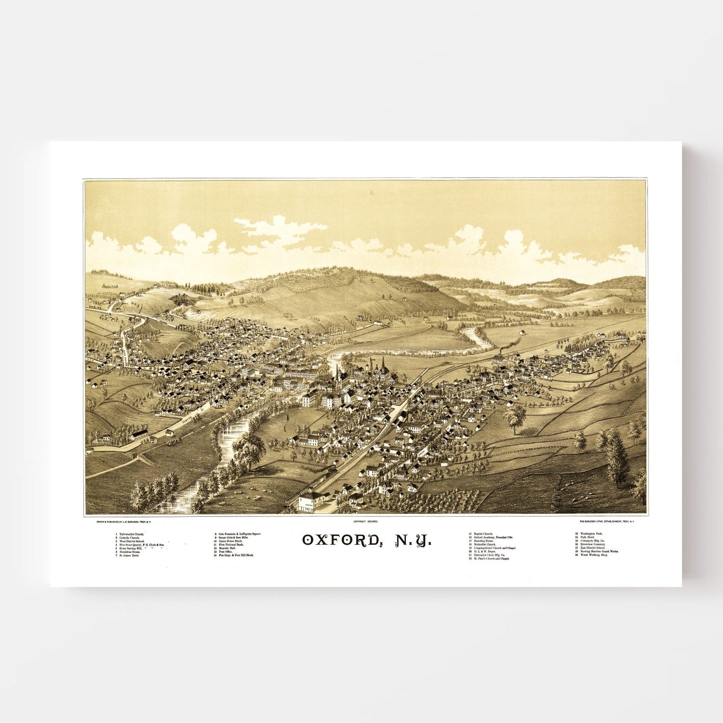 Vintage Map of Oxford, New York 1888