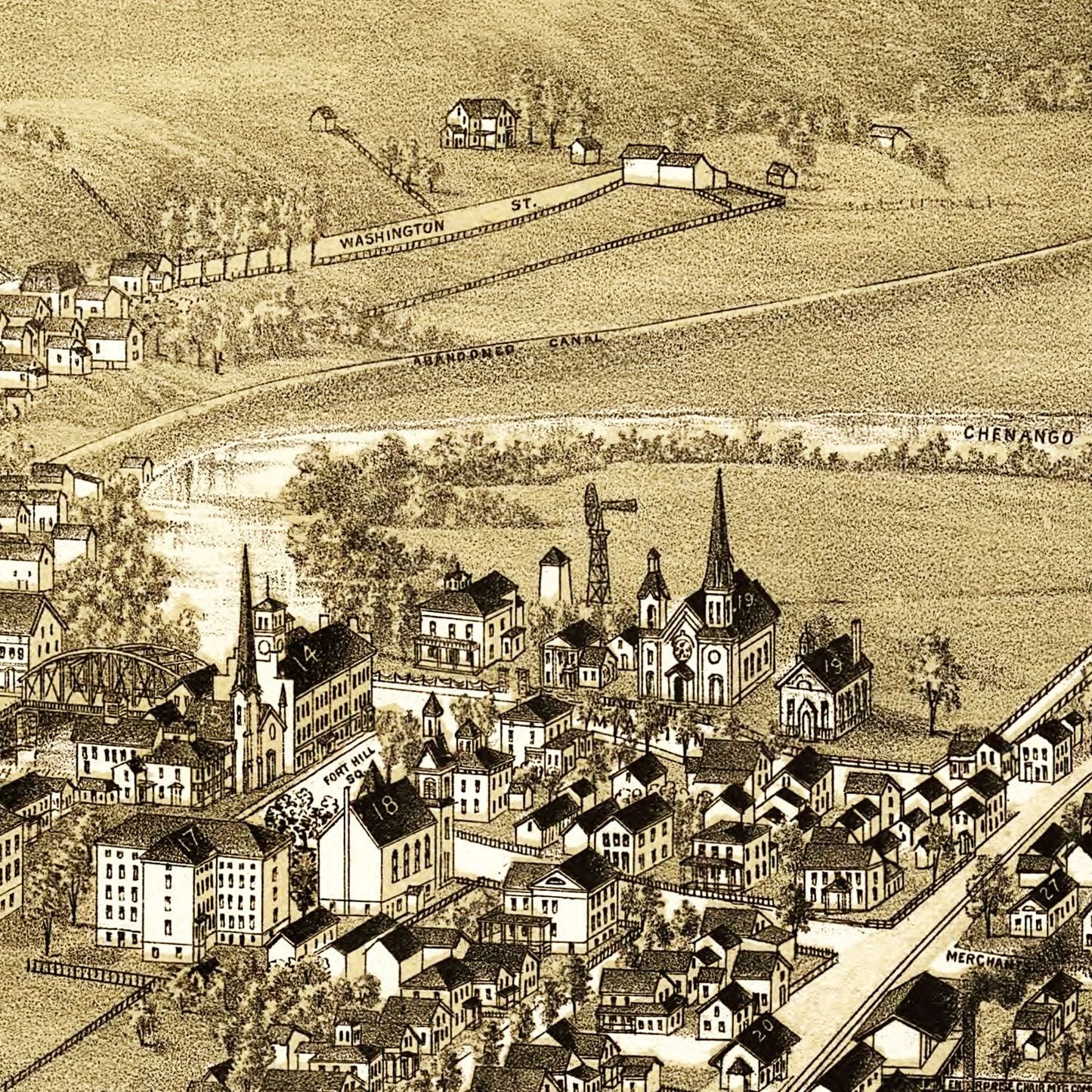 Vintage Map of Oxford, New York 1888