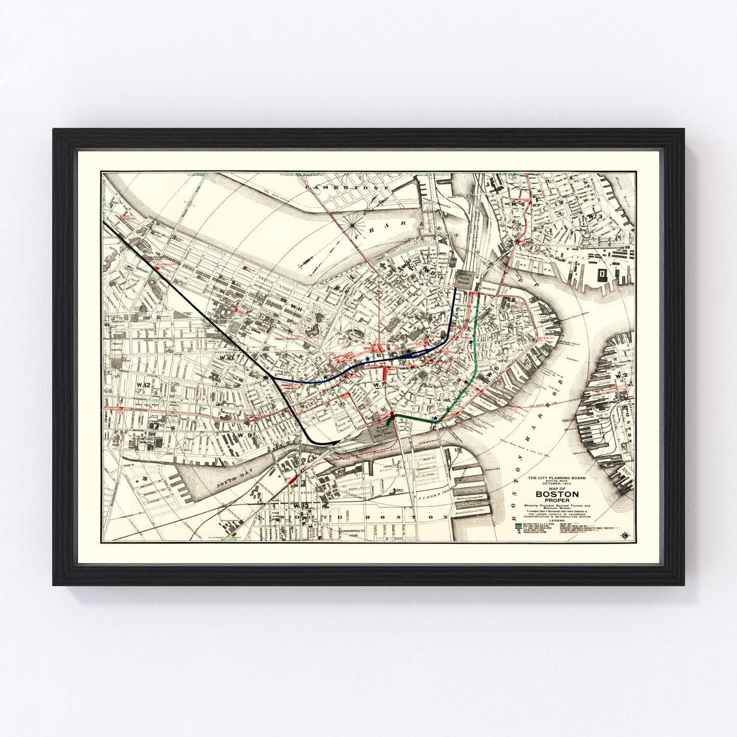 Vintage Map of Boston, Massachusetts 1914