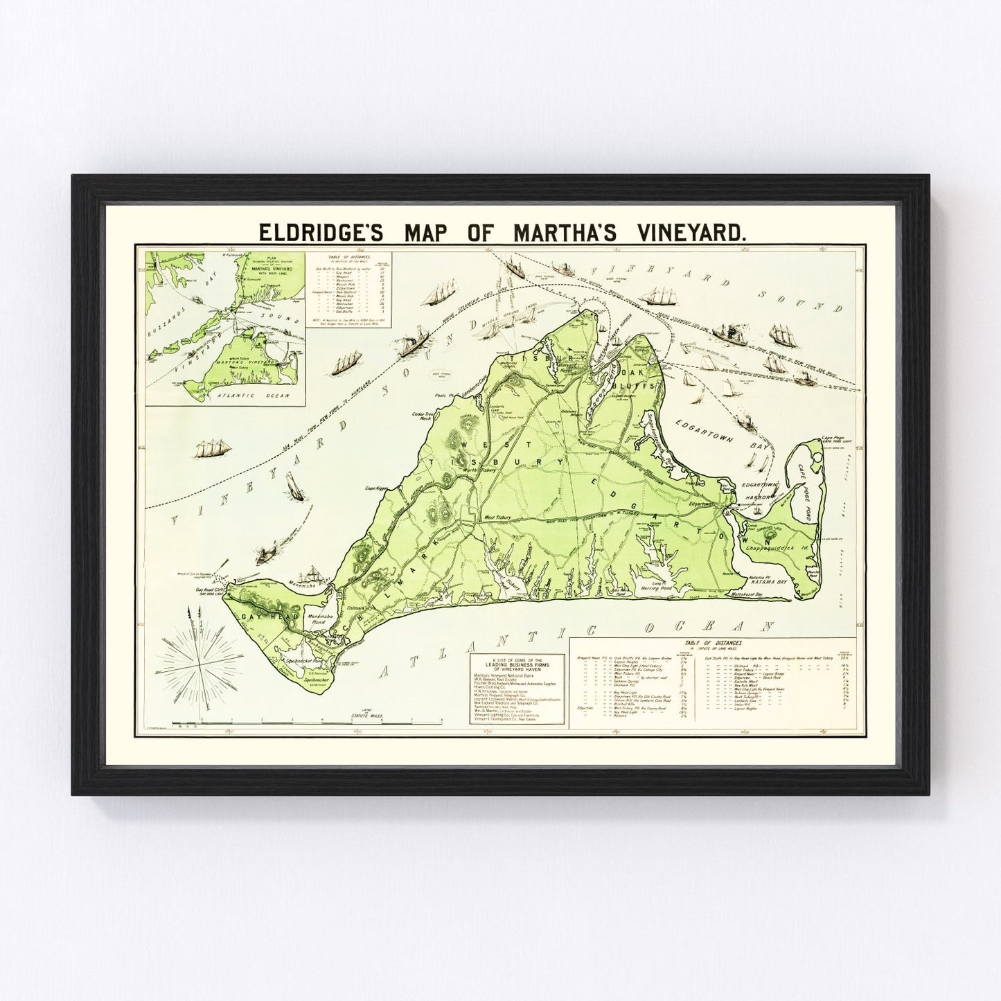 Vintage Map of Martha's Vineyard, 1913
