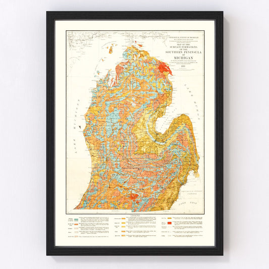 Vintage Map of Michigan 1911