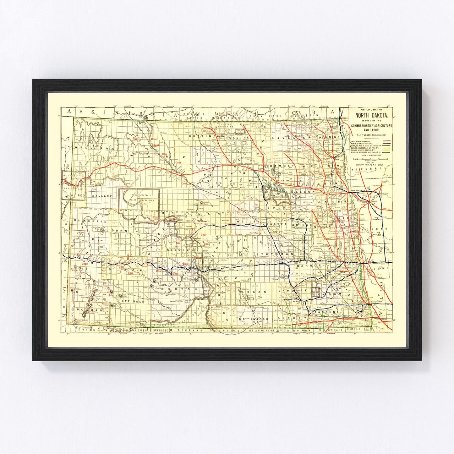 Vintage Map of North Dakota 1901