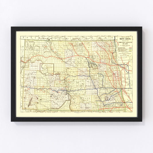 Vintage Map of North Dakota 1901