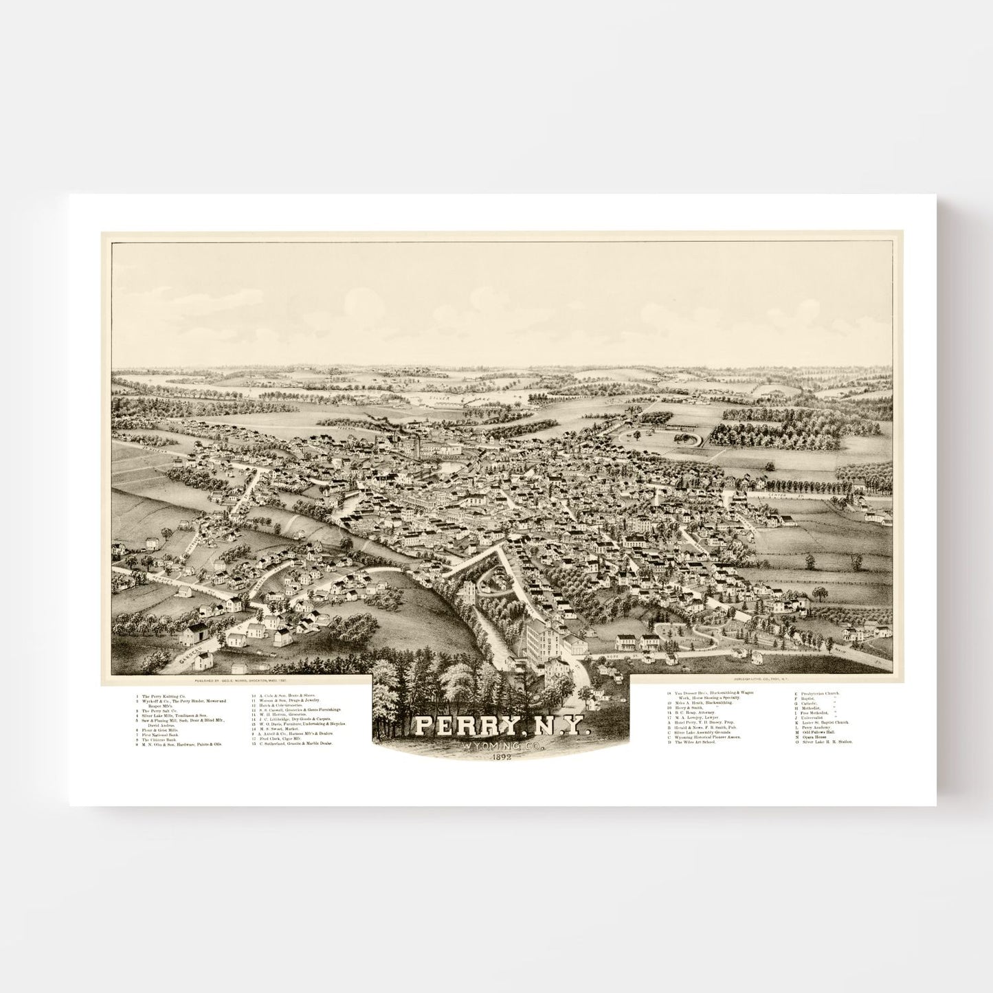 Vintage Map of Perry, New York 1892