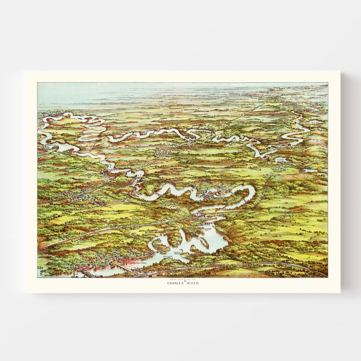 Vintage Map of Charles River, 1900