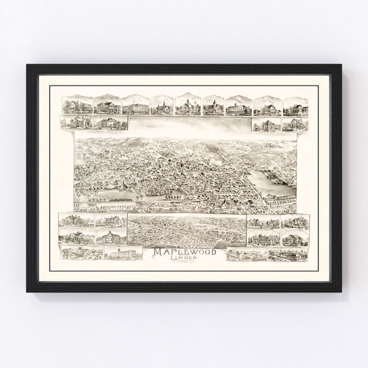 Vintage Map of Maplewood & Linden, MA 1879