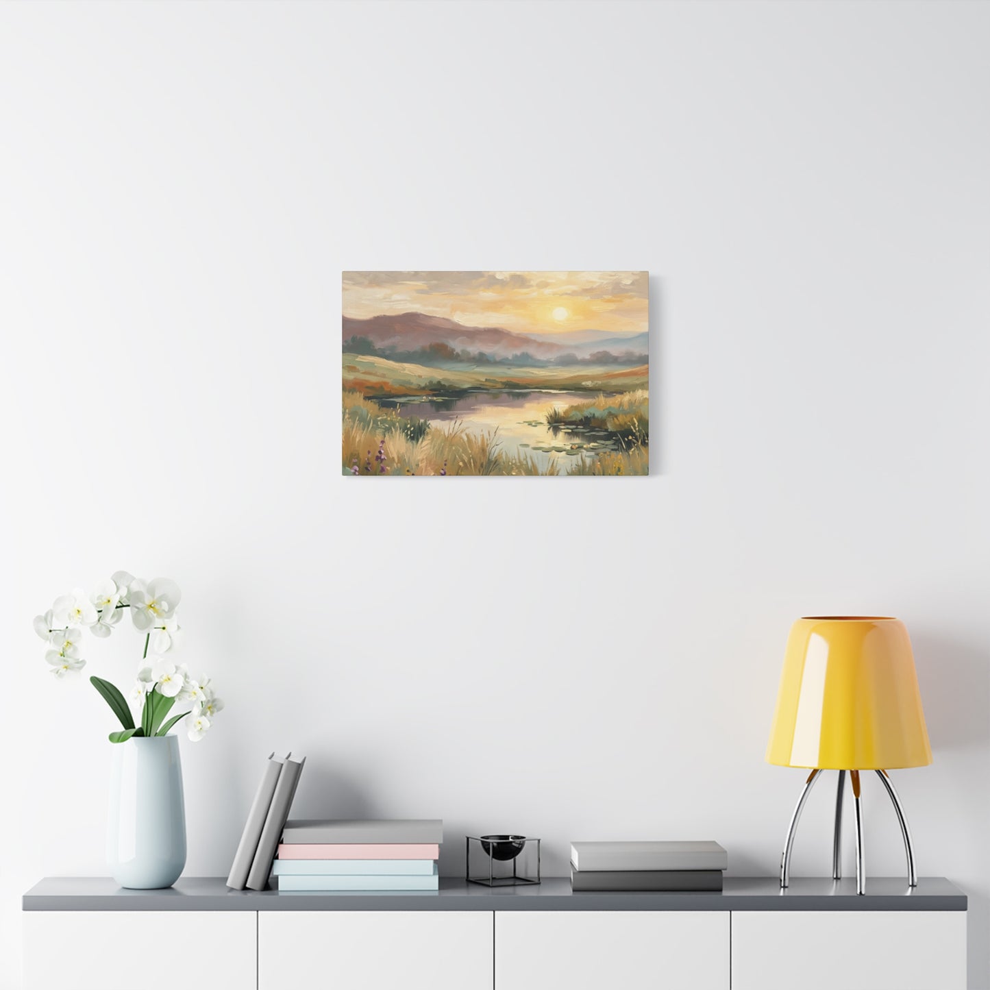 Sunset Meadow Canvas Wall Art — Stretched Matte Landscape Print