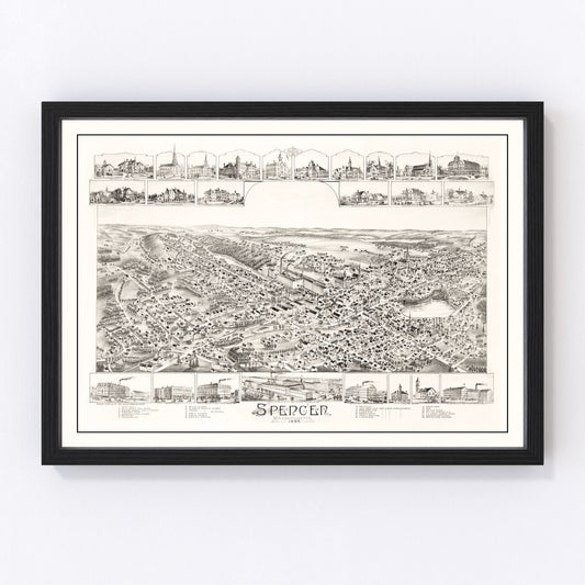 Vintage Map of Spencer, Massachusetts 1892