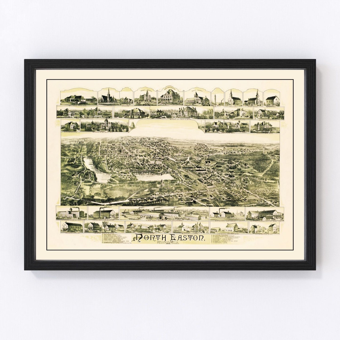 Vintage Map of North Easton, Massachusetts 1891