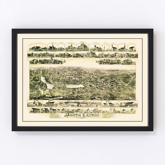 Vintage Map of North Easton, Massachusetts 1891