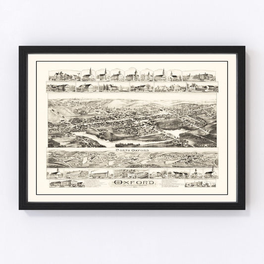 Vintage Map of Oxford, Massachusetts 1891